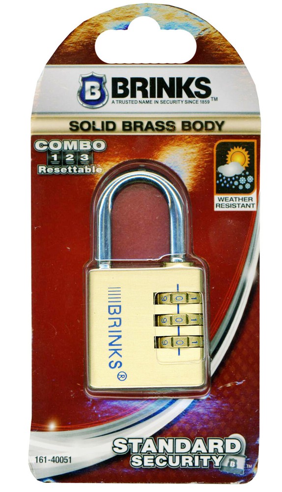 Brink's COMBO 3-DIAL COMBINATION RESETTABLE PADLOCK 40mm SOLID BRASS Weather-Res