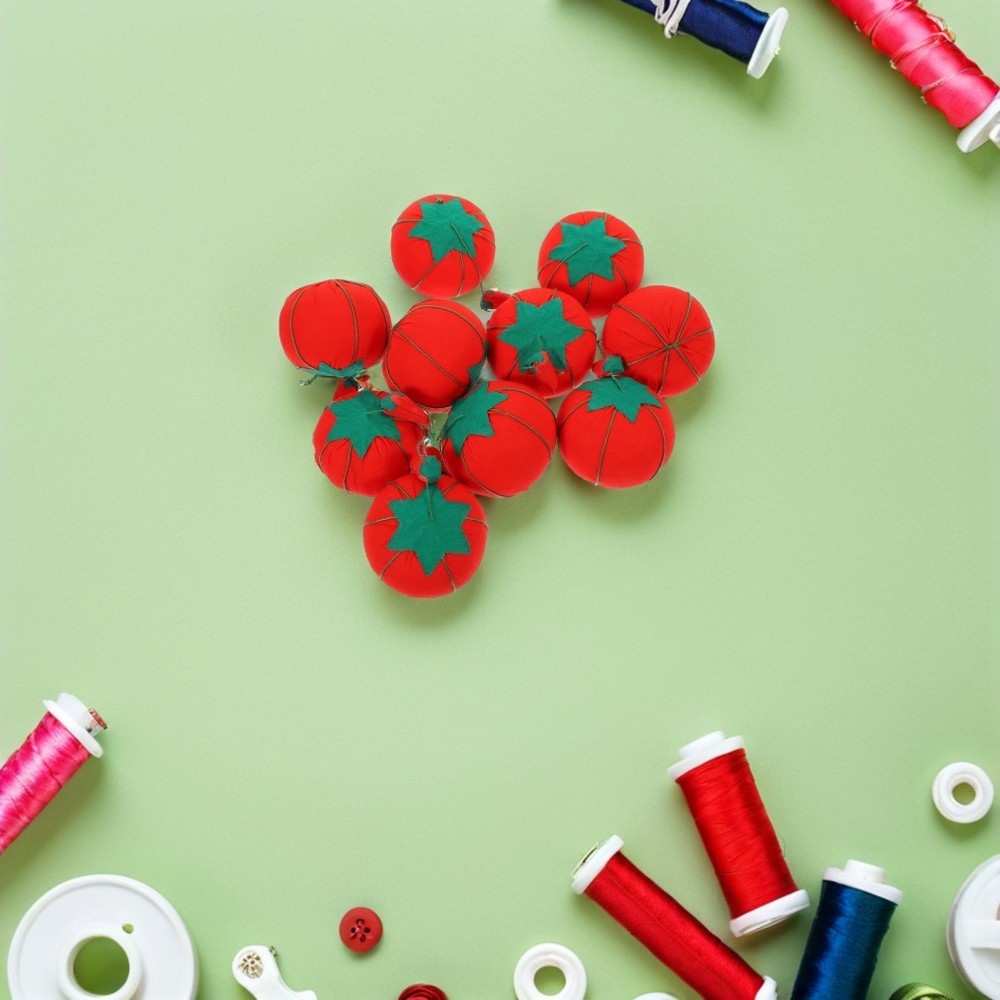 12 Pcs Simulated Tomato Sewing Kit Compact Needle Cushion Delicate