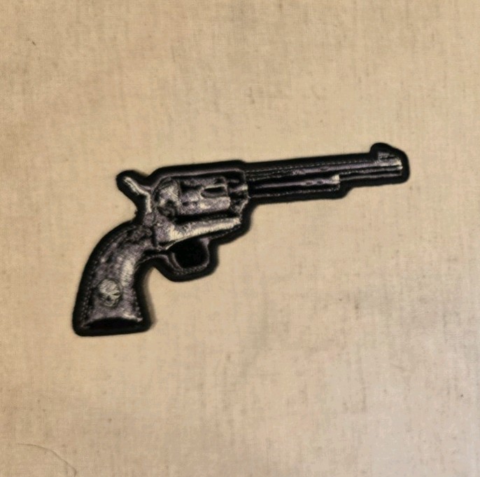5" Embroidered Pistol Motorcycle Sew On Patch