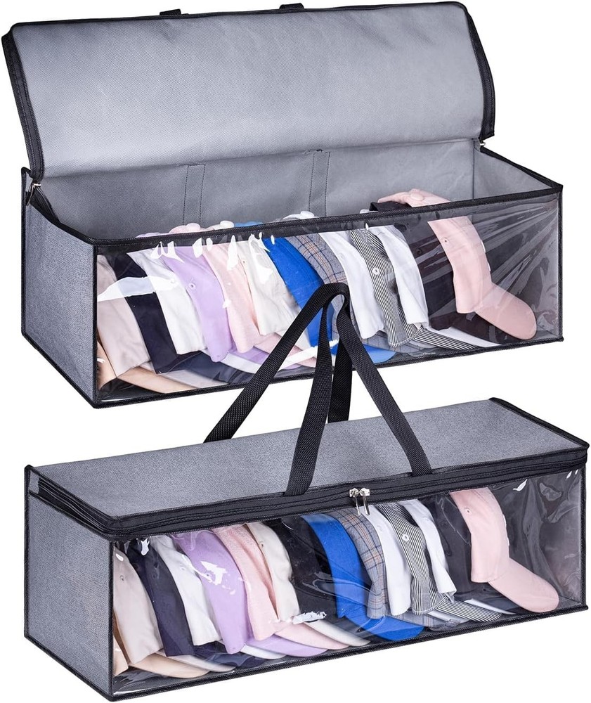 2 Pack Hat Organizer Fabric Stackable Storage for Baseball Caps Travelers