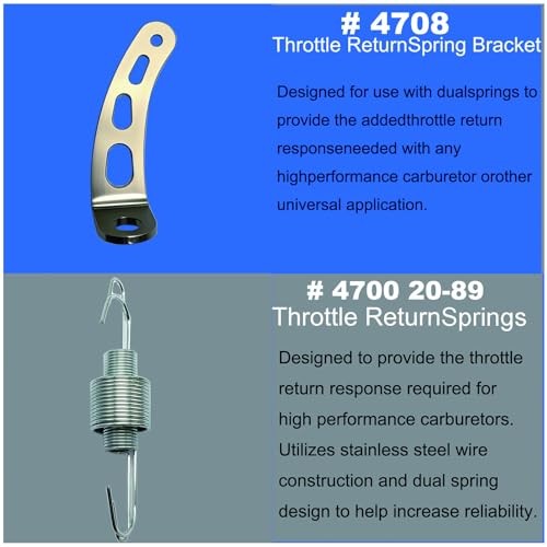 Throttle Return Spring kit 4708 Stainless Steel Spring Bracket and Silver-1pack