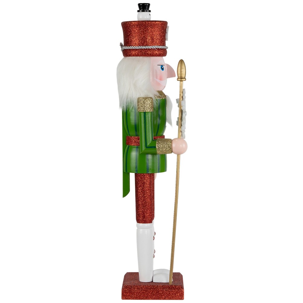 Northlight Glittered Nutcracker with Scepter Christmas Figure - 15" - Red and