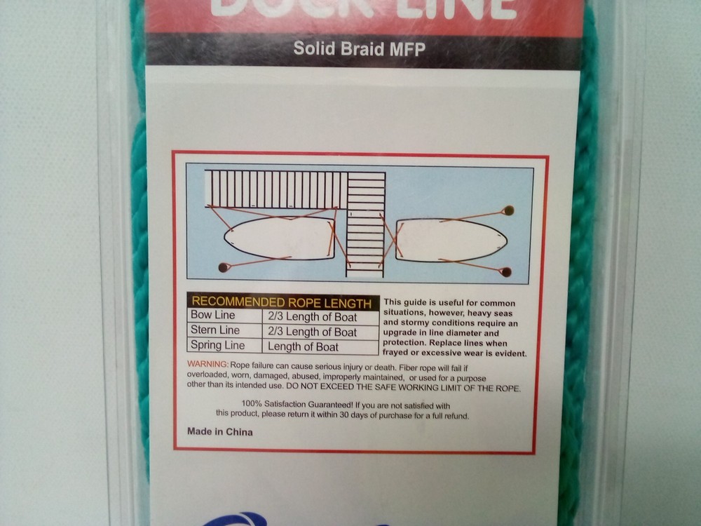 Dockmate DOCK LINE Solid Braid MFP 3/8"x 15' 12" Eye Splice {Teal-308479}
