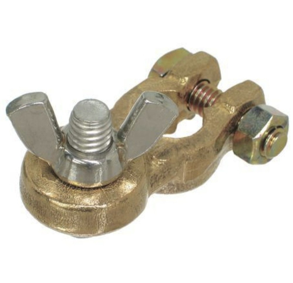 Battery Terminal Solid Brass Marine 10mm Stud Type Negative - Pack of 5
