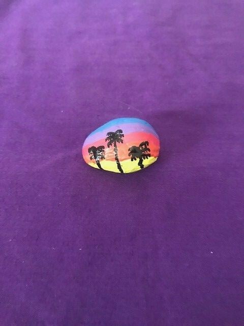 Painted Sunset Palm Tree Rocks