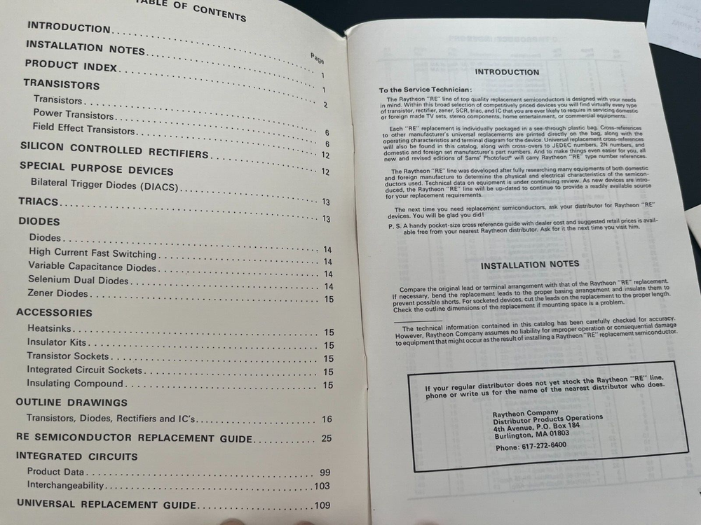 Raytheon Semiconductor Replacement Guide And Catalog, 113 Pages