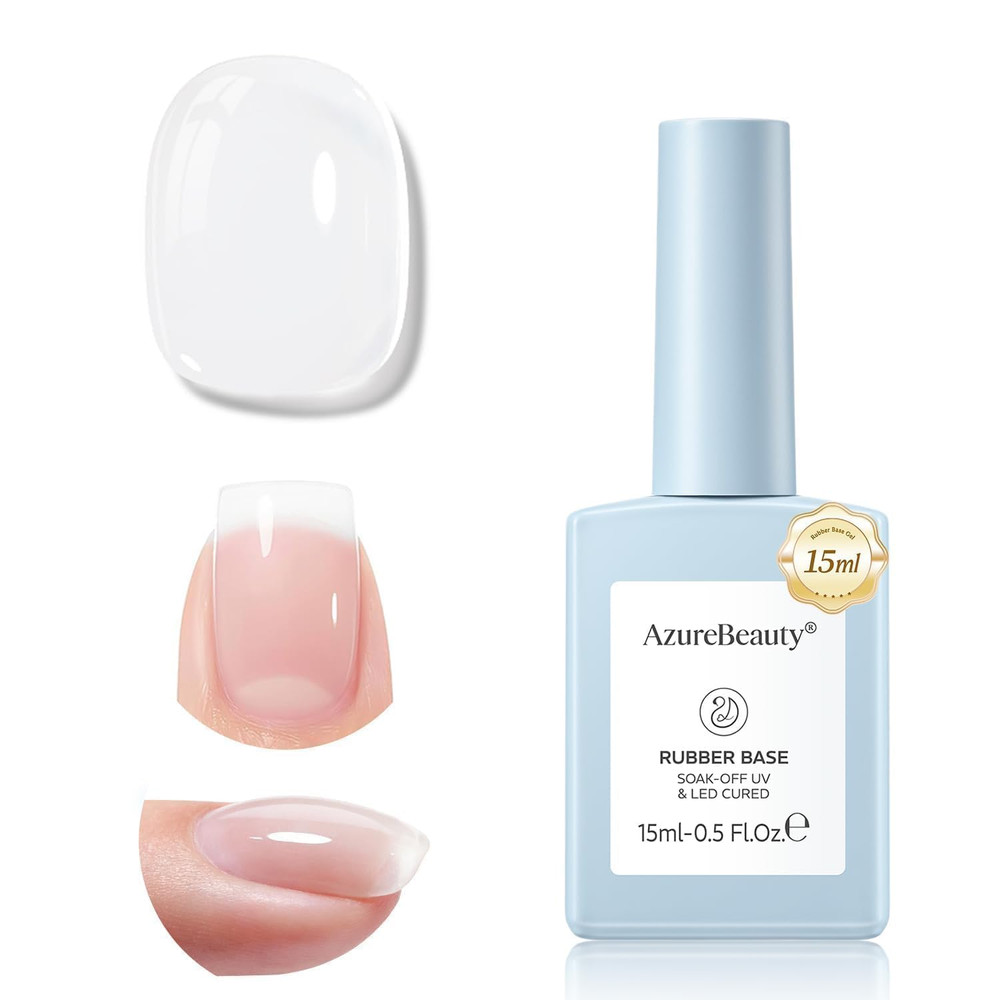15Ml Rubber Base Builder Gel Polish for Nails, Clear Rubber Base Coat, Self-Leve