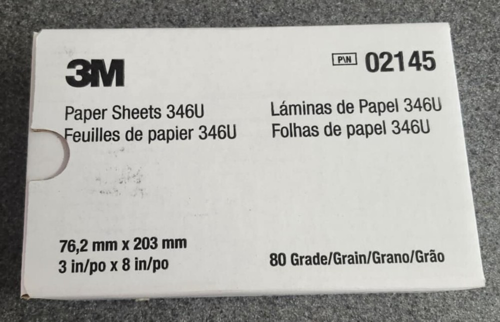 3M 02145 Production Sanding Sheets 3" x 8" - 80grit - 200 sheets
