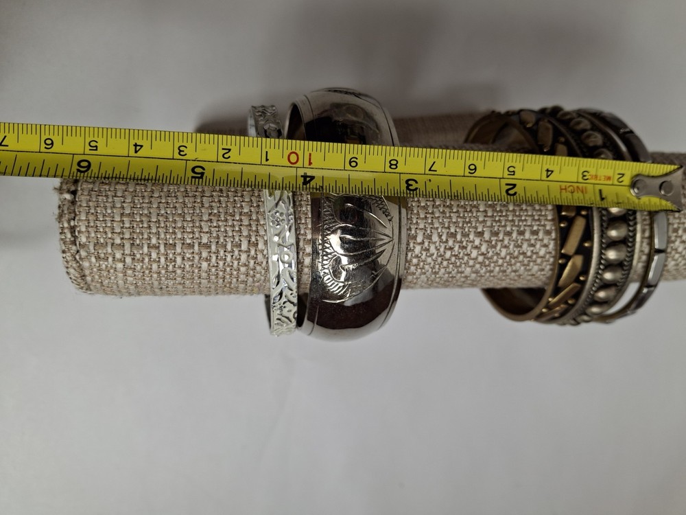 Vintage Metal Bracelets Lot Textured Boho Bangle Stack Mod Geo Westerncore