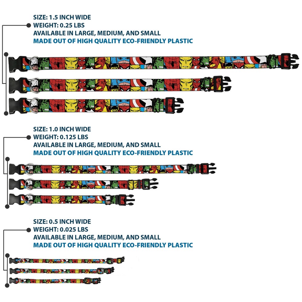 Plastic Clip Collar Marvel Superhero Comic Blocks Small 9.5-13"