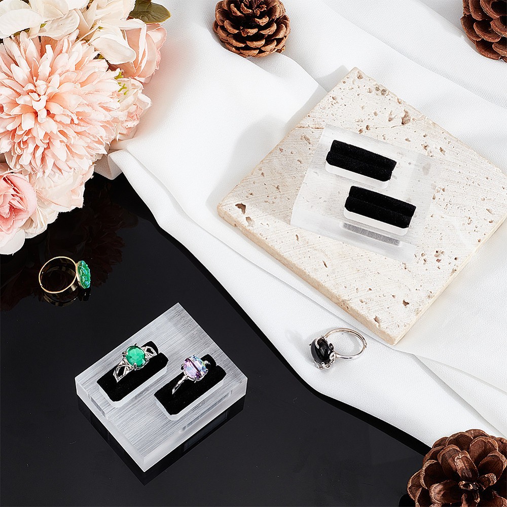 DIY Jewelry Display 2pcs Rectangle Acrylic Finger Ring Display Holders