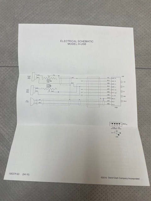 David Clark Computer Compatible Headset - USB plug. Model H-USB