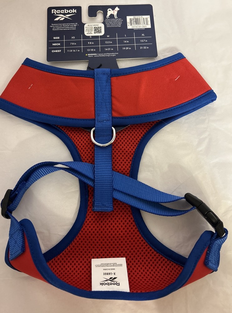 Reebok NWT PET Harness RED BLUE XL SEE CHART