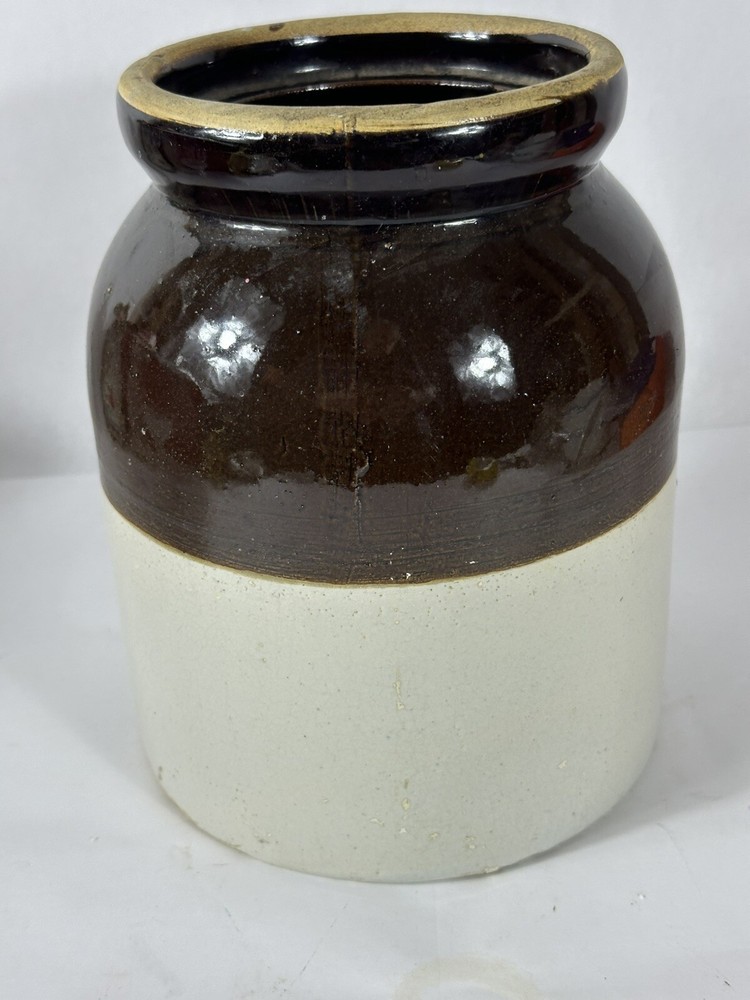 Stylish Large Two Tone Stoneware Jar No Lid