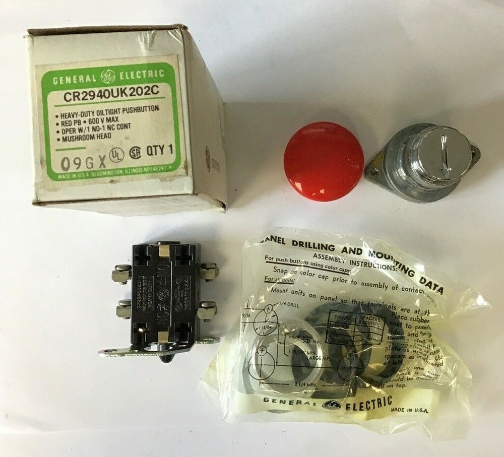 GENERAL ELECTRIC CR2940UK202C PUSHBUTTON RED MUSHROOM HEAD