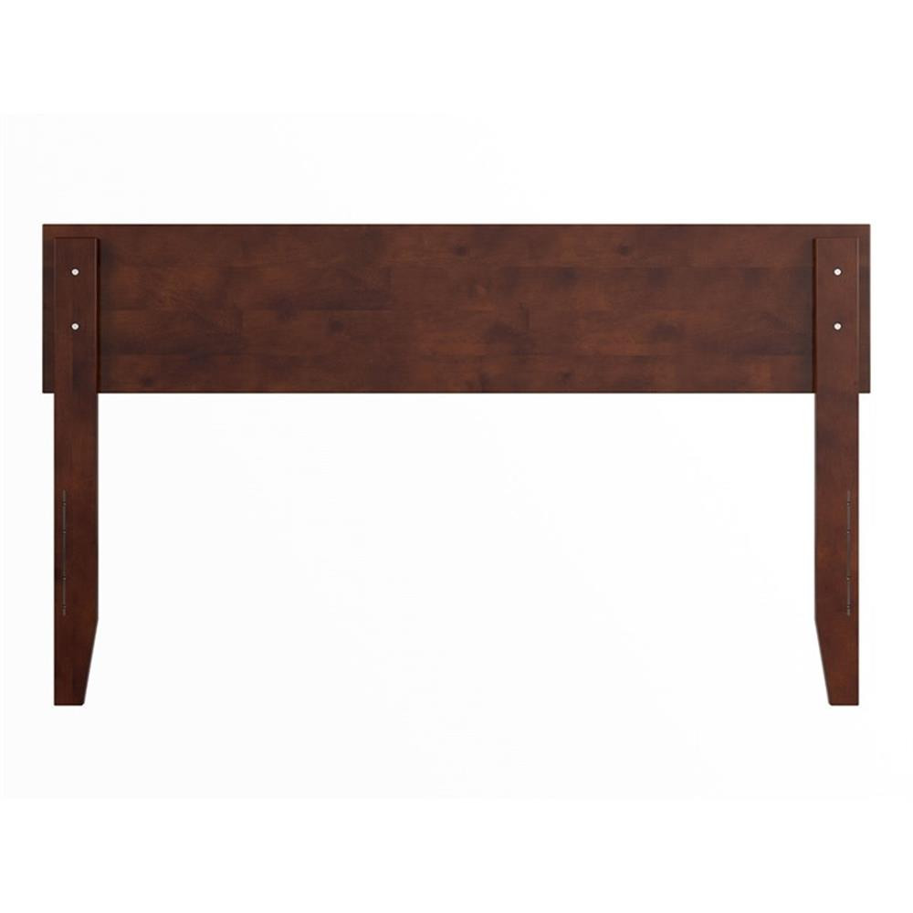 Pemberly Row Full Panel Solid Wood Headboard with USB Charger in Walnut