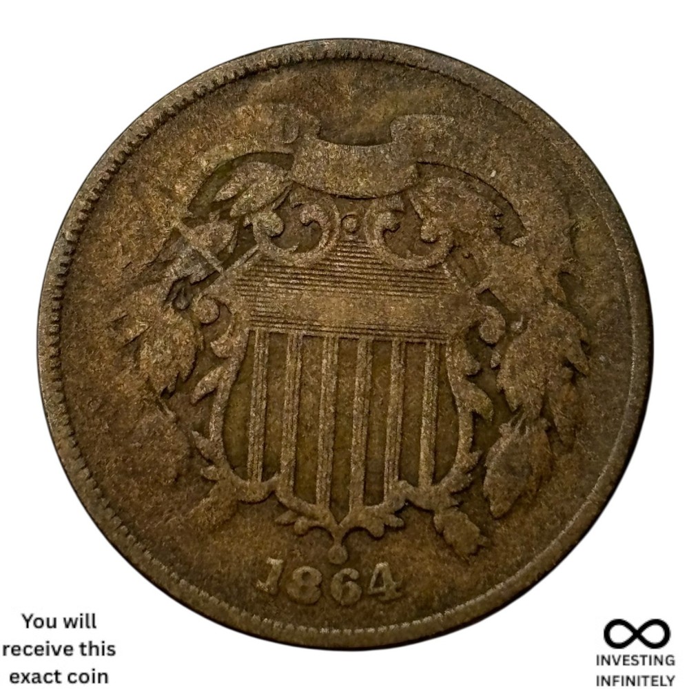 1864 180 degree Rotated Reverse 2 Cent Piece X-1393