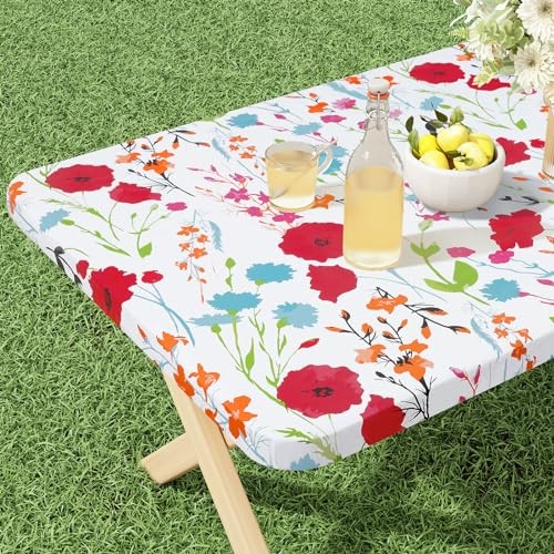 Rectangle Vinyl Tablecloth, Fitted Table 72" x 30" (Rectangular) Off White