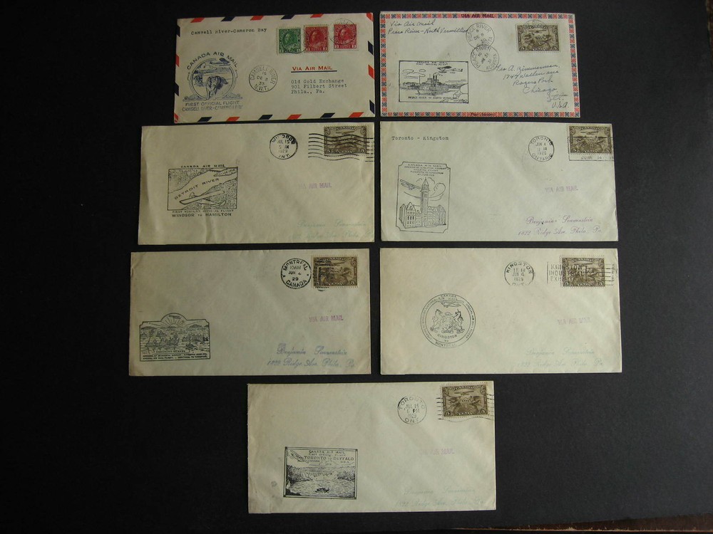 Canada 7 different FFC first flight covers 1929-33 era check them out!