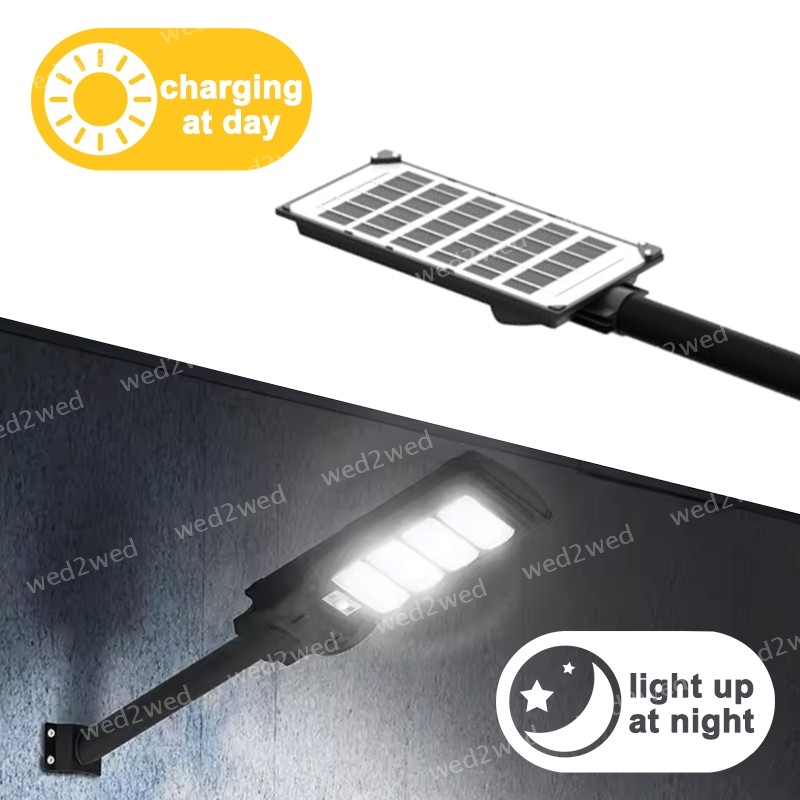 450W LED Solar Steert Light Motion Sensor Frontyard Security with Remote & Pole