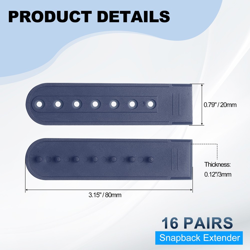 16 Pairs Hat Snap Replacement Adjustable Snapback Cap Strap Navy Blue