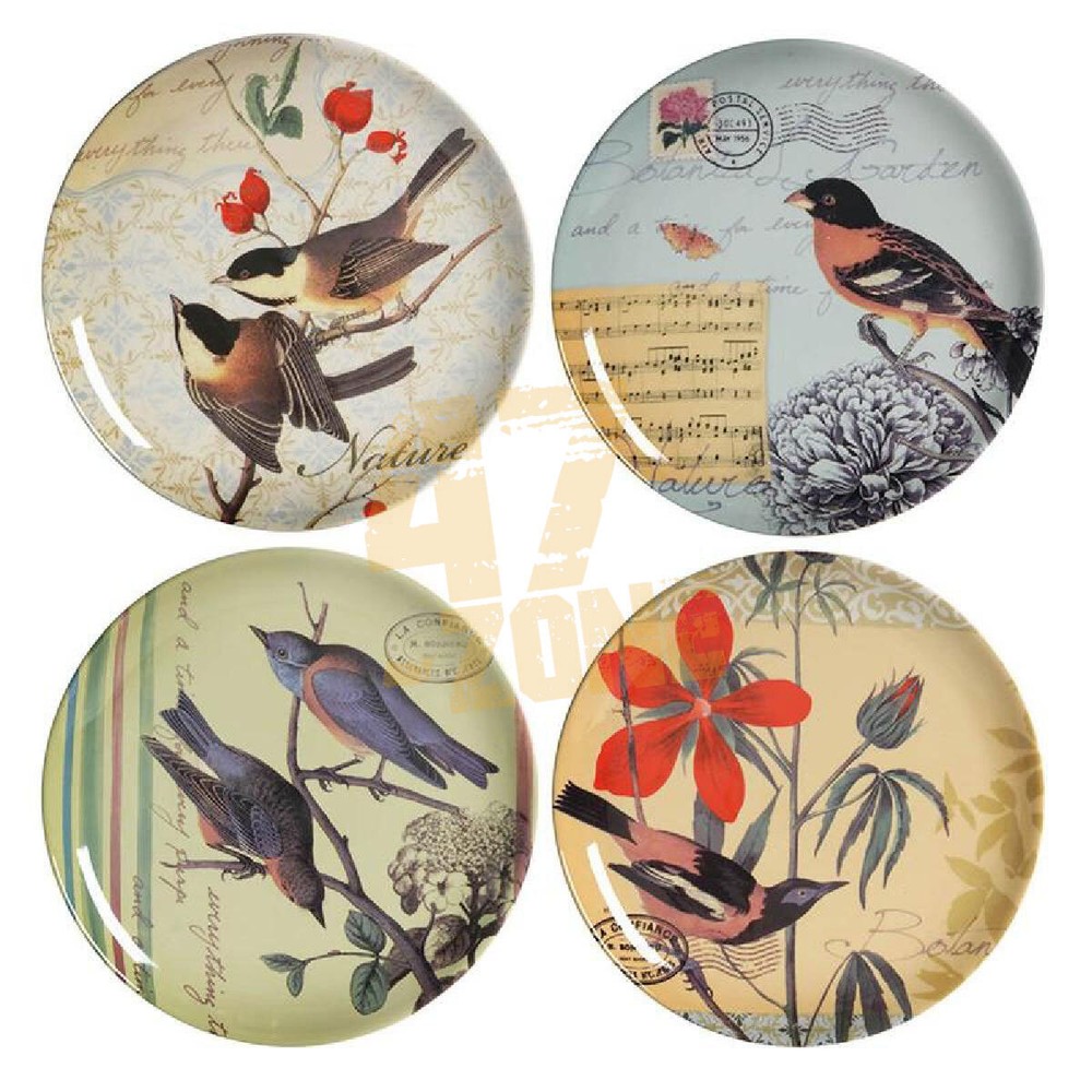 S/4 Lottie Bird Side Plates Multicolor Dining Room Tabletop Dinnerware