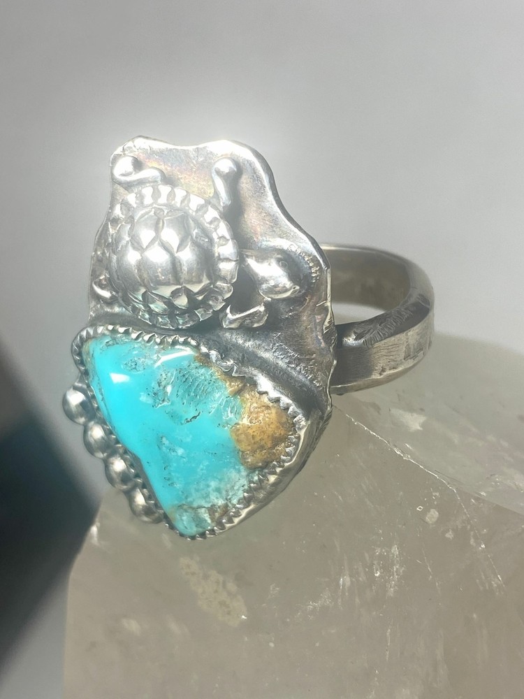 Turtle ring turquoise tribal southwest sterling silver