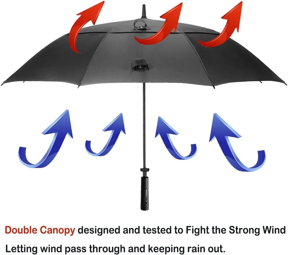 Premium Windproof Golf Umbrella - 80-Inch Oversized Canopy with Ergonomic Grip