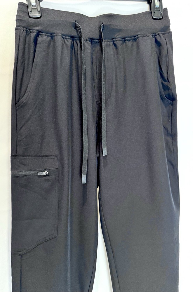 Women’s Size S Solid Black Scrub Set V-Neck & Joggers NEW