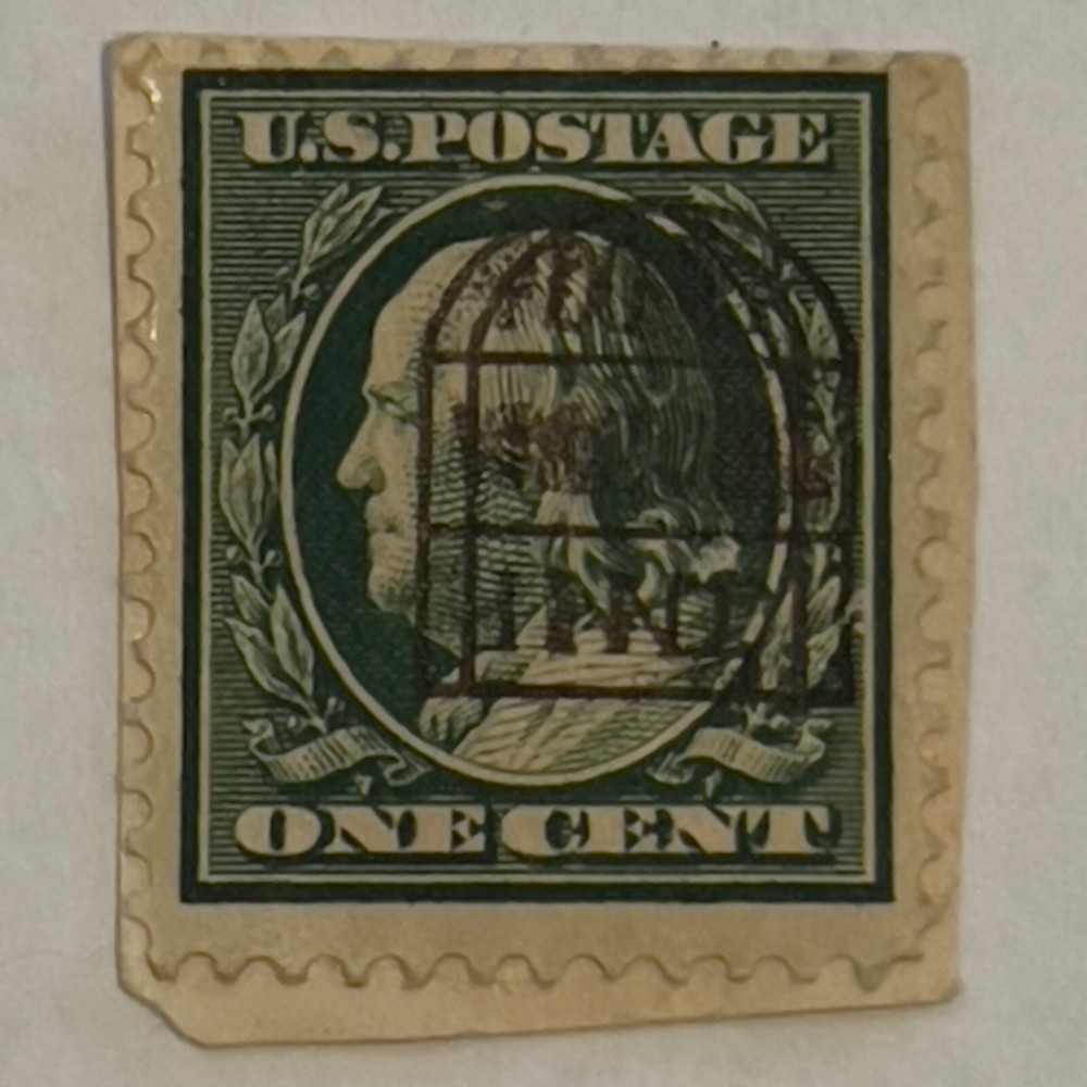 ERROR FRANKLIN 1C US STAMP WITH DOUBLE TOMBSTONE CANCELS, ON PAPER