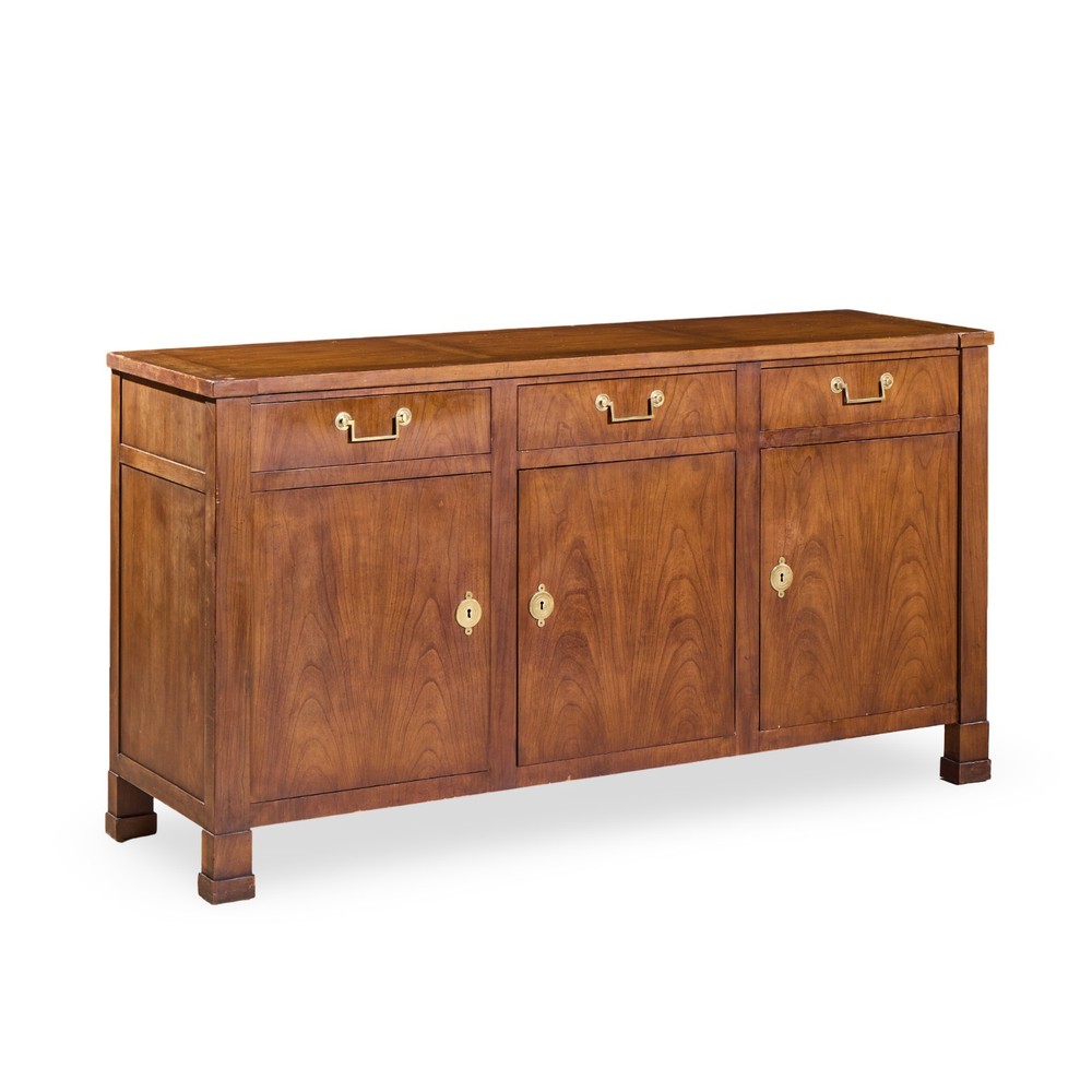 Baker Walnut and Brass Buffet Credenza