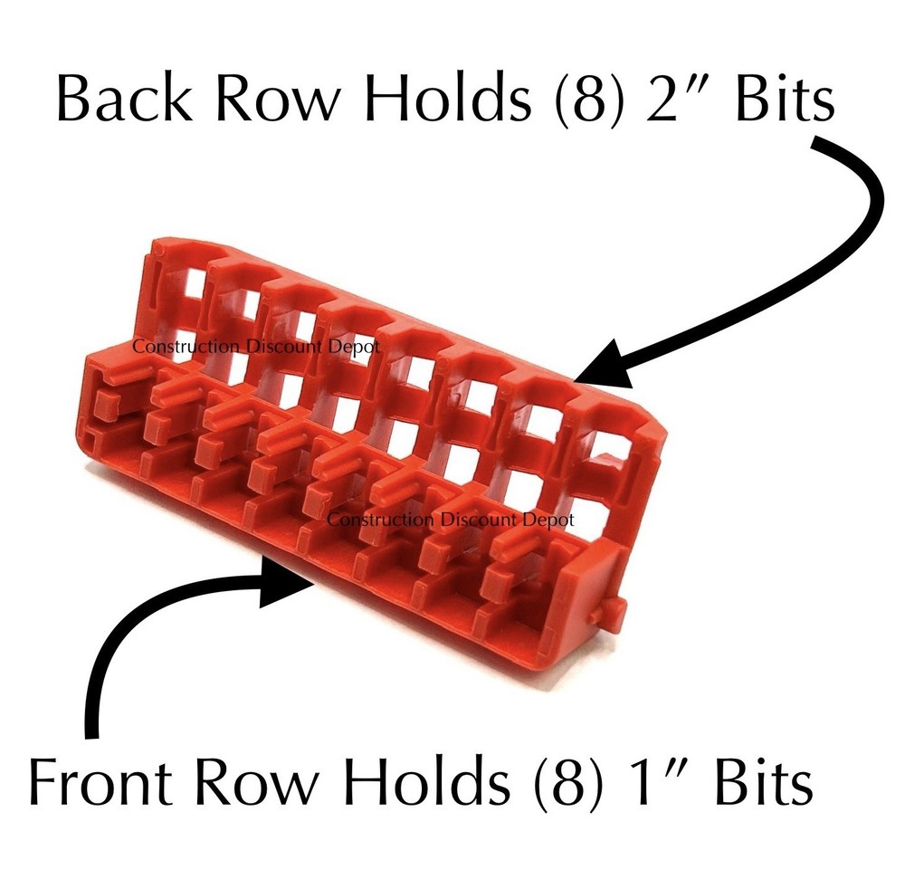Extended Capacity 4 Pack Milwaukee Bit Rail Row Holder 1" And 2" Hex Drill Bits