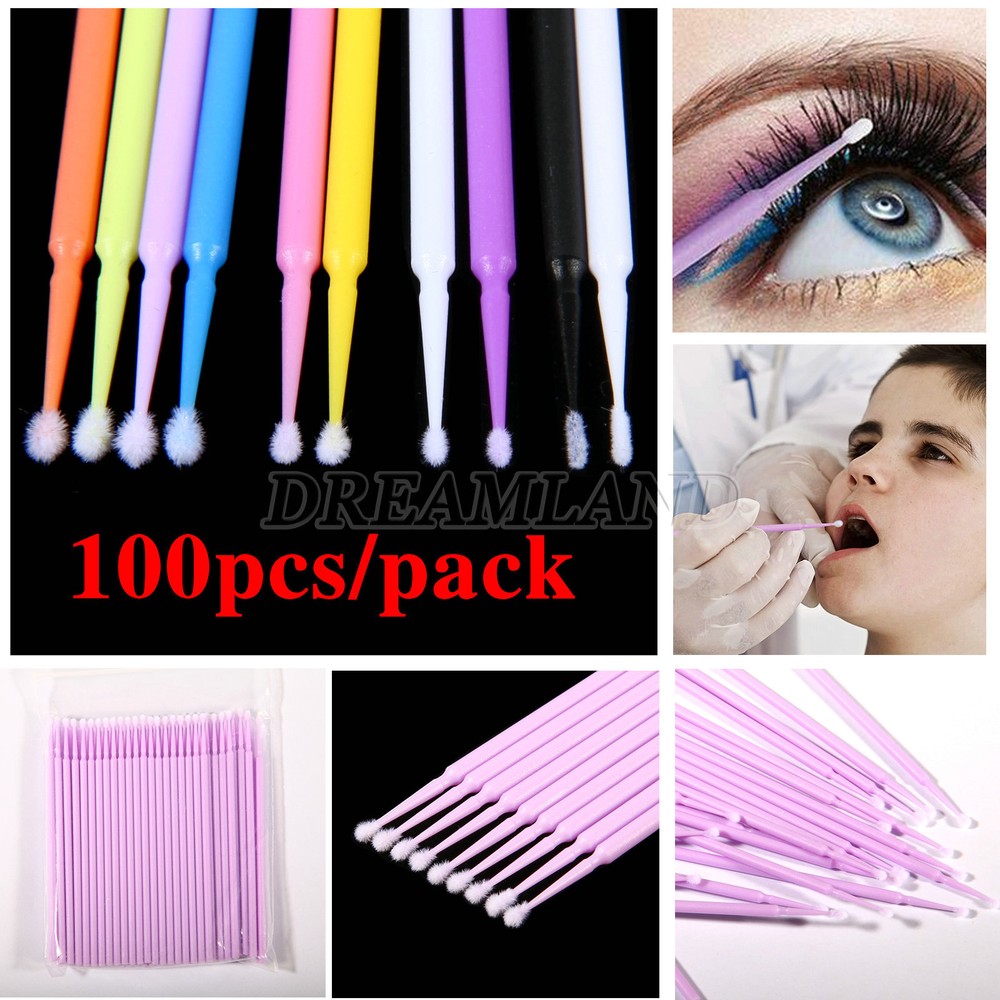 Disposable Micro Brushes for Dental & Eyelash Use - Medium, 100pcs
