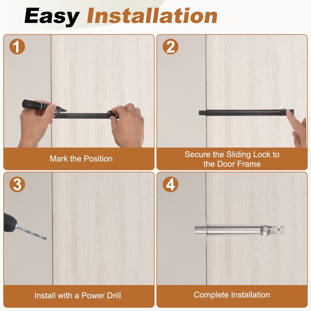 3" Solid Brass Surface Bolt, Brushed Slide Latch Door Lock, Red Bronze
