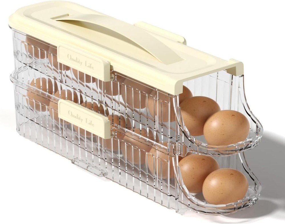Stackable 2-Tier Egg Storage Container with Freshness Tracker - 8 Eggs Capacity