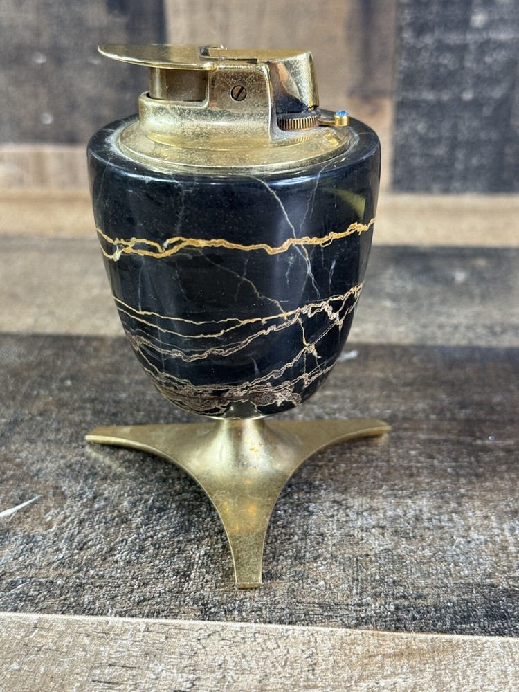 Vintage Ronson Marble Brass Table Lighter Made In England