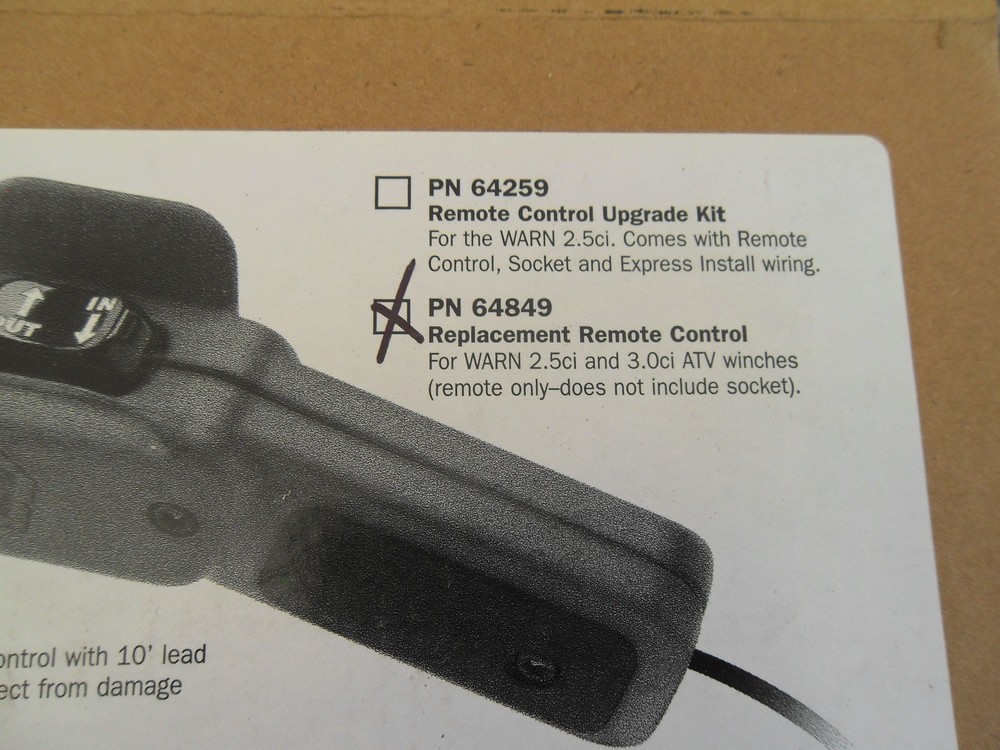 Warn 64849 Hand Held Winch Remote Controller With Rubber Grip For Atv And Side X