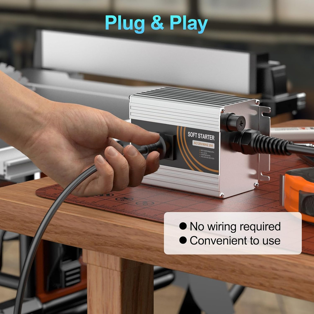 120V Soft Starter for Power Tools, 20A Universal Soft Start Controller for Miter