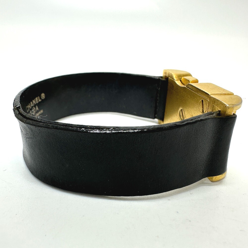 CHANEL CC Mark 00A Bracelet Gold Plated/Leather Black/GoldHardware