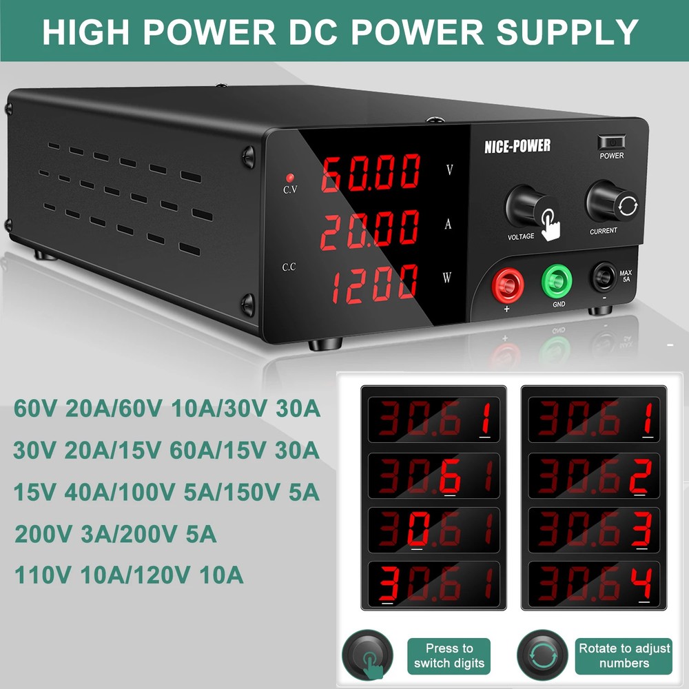 Adjustable DC Power Supply 30V30A Lab Bench Power Source Stabilized Power Supply