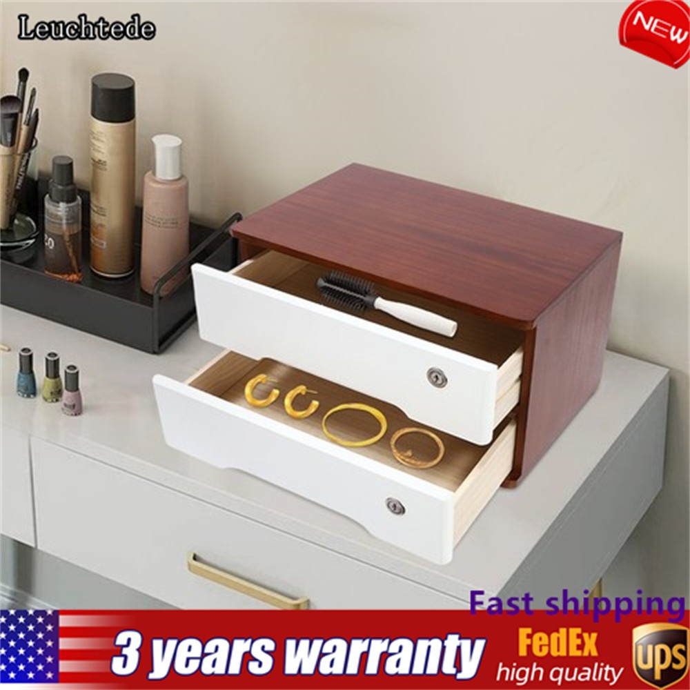Wooden Desktop Storage Box, Desk Organizer, Desktop Storage Box+Lockable Drawer