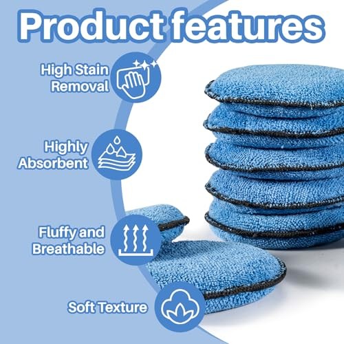 12 Pack Microfiber Foam Car Wax Applicator Pad - Foam Applicator Pads Blue