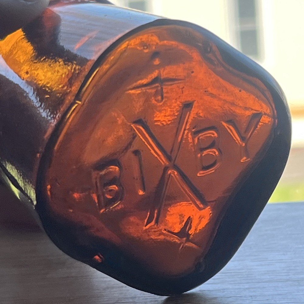 AMBER BIXBY PATENTED 1883 SHOE DRESSING BOOT BLACKING BOTTLE