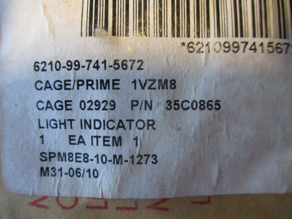 NOS Indicator Light for Dash Panel, 6210-99-741-5672