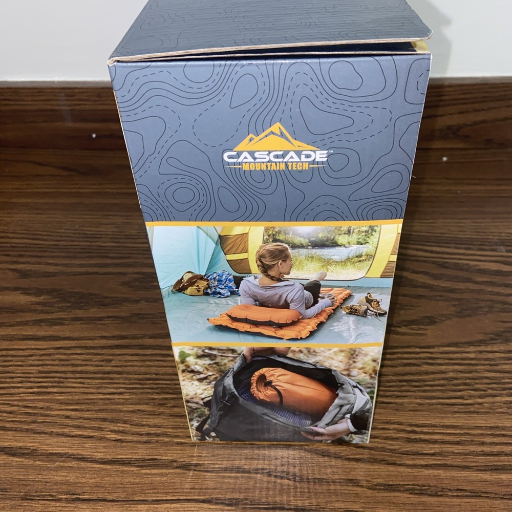 Cascade Mountain Tech Inflatable Sleeping Pad And Backpacking PIllow Orange
