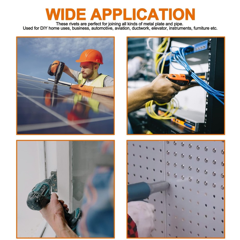 385pcs 8 Sizes Aluminum Blind Rivets, Pop Rivets Assortment Kit (Silver)