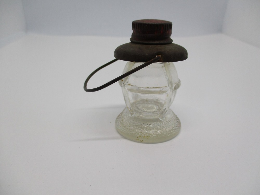 Vintage Miniature Glass Railroad Lantern Candy Container