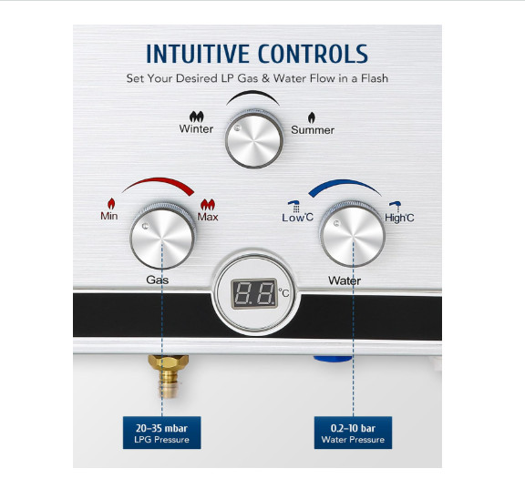 18L 5GPM LPG Gas Hot Water Heater Tankless On-Demand Instant Boiler