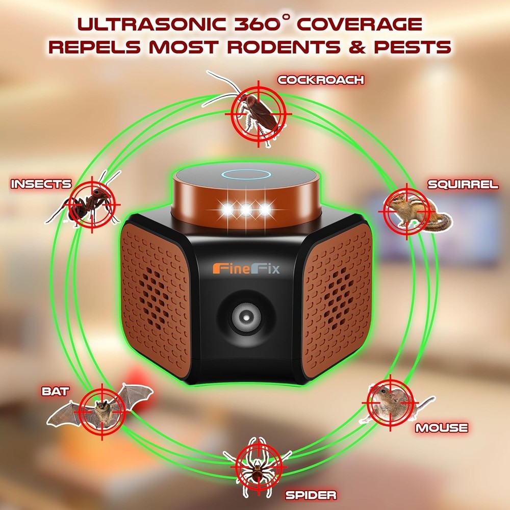 Ultrasonic Pest Repeller Indoor Mouse Deterrent 4 Modes Wide Coverage Safe