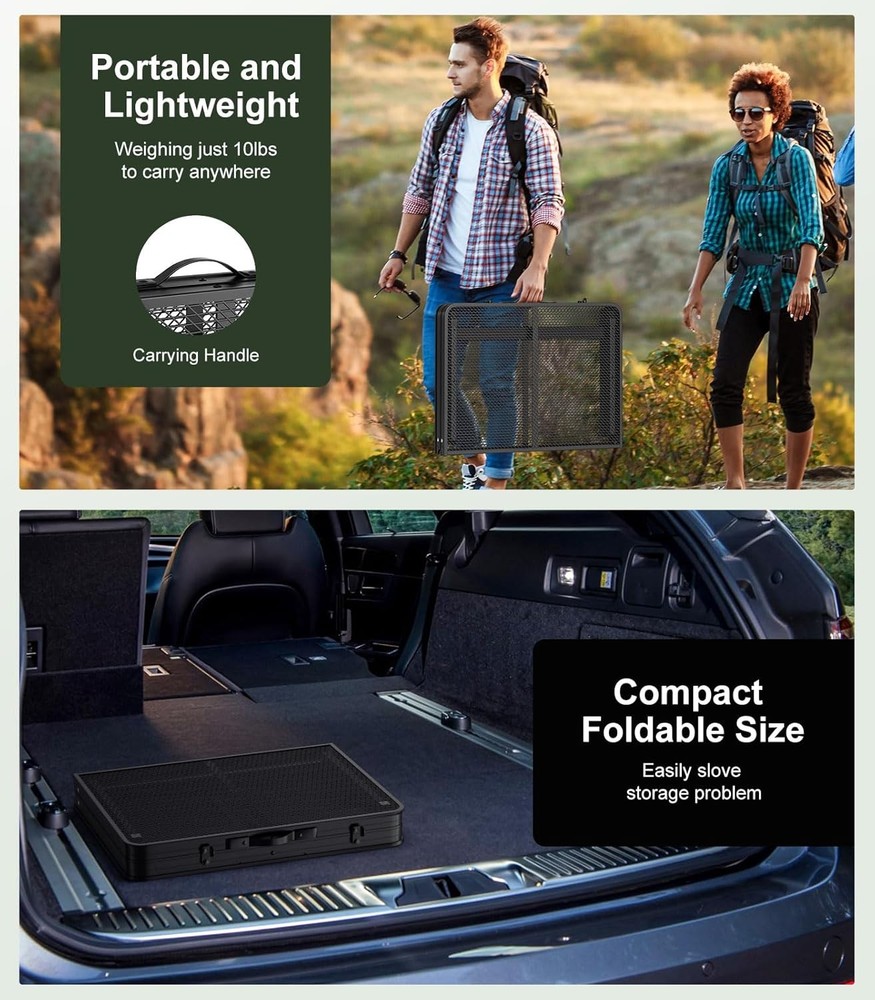 Foldable Grill Table W/ Mesh Desktop 200lbs 3Ft Portable Folding Table Height